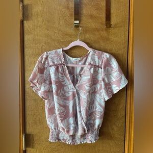 Sienna Sky Pink Flutter Sleeve Crop Blouse